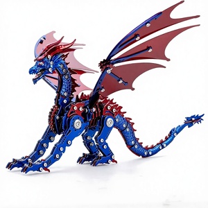 Kit de modèle de pterosaure en <span class=keywords><strong>métal</strong></span> <span class=keywords><strong>3D</strong></span> - <span class=keywords><strong>Puzzle</strong></span> de dinosaure steampunk en acier inoxydable - Art bionique <span class=keywords><strong>mécanique</strong></span> pour la décoration de bureau des adultes (Bleu) - Product Image 1