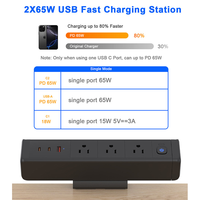 Multiprise de bureau à pince avec 3 prises CA US, station de charge USB et protection contre les surtensions