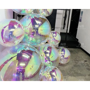 Pvc Hanging Spheres Colorful Red Iridescent and Silver Reflective Globe Sph Inflatable Mirror Ball <b>Balloon</b> <b>Customized</b> Beautiful - Product Image 1
