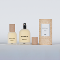 Botol Parfum Kosong Isi Ulang Bentuk Bulat Kaca Buram Mewah Ukuran 30ml 50ml dengan Tutup Sekrup Bambu dan Sablon