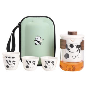 Juego de té de viaje de cerámica portátil con diseño de Panda, taza rápida para invitados para uso doméstico y al aire libre, taza de té de Kung Fu exclusiva Personal - Product Image 1