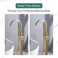 Robinet de douche sur pied en laiton brossé doré, nouveau design chinois, mitigeur de baignoire autoportant