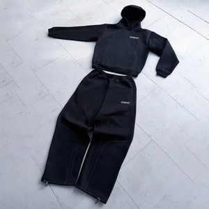 Cut and Sew Heavyweightthick Double Layer <b>500</b> <b>Gsm</b> <b>Hoodies</b> and Sweatpants Set Jogging Suit Men Sports Tracksuit Custom Sweat Suit - Product Image 1