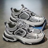 Baskets décontractées pour hommes, style Dad Shoes, nouvelle collection automne, respirantes, en maille, à lacets, antidérapantes, à semelle épaisse, rehaussantes