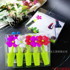 Bouchons de bouteille de vin en silicone en forme de fleur, rouge, rose, blanc, style simple, emballage en vrac - Product Image 2