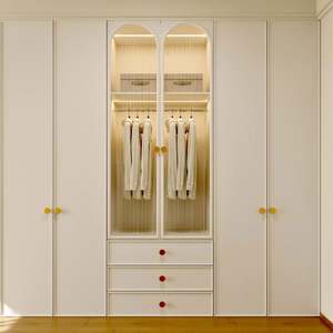 Luxury Wooden Bedroom Furniture Durable Closet Armoire Mirror <b>Wardrobe</b> with Walk-in Shelves and Chest <b>Drawers</b> Clothes Organizer - Product Image 4