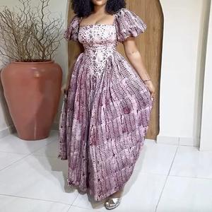 เดรสยาวลายดอกไม้ แขนพอง คอปกต่ำ เอวสูง แฟชั่นฤดูร้อนสำหรับผู้หญิง รุ่นใหม่ล่าสุด - Product Image 3