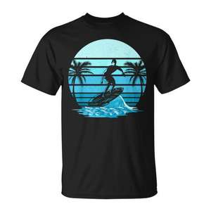 Camiseta Vintage Retro de Surf y Atardecer, para Amantes de la Playa y Surfistas, Ropa Promocional - Product Image 1