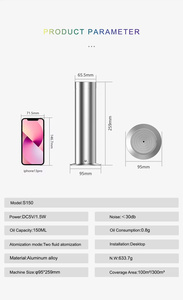 Diffuseur d'arômes commercial à commande à distance pour table, en aluminium, pour diffusion en masse de 300 m³ d'huiles essentielles (B2B) - Product Image 2