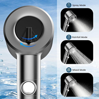 Pommeau de Douche Portable Haute Qualité à Filtre Ionique Négatif Personnalisé, Jet Haute Pression 3-en-1 Purifiant Effet Pluie, Chromé ABS