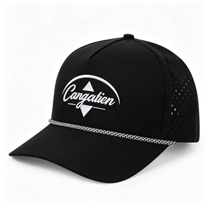 Custom Rubber <b>Waterproof</b> Performance Golf <b>Hat</b> Breathable Laser Cut Hole Perforated <b>Hat</b> Flat Brim Special 6 Panel Snapback <b>Hats</b> - Product Image 1
