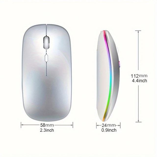 2.4GHz Dual Mode RGB Rechargeable Ergonomic Silent Click Wireless Mouse USB Interface Gaming for PC iPad Laptop Cell Phone TV