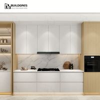 Meuble de cuisine sur mesure Coastal House Australie, armoire effet bois anti-humidité, sur mesure selon plan.