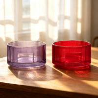Porte-bougie en verre côtelé vertical, option violet et rouge pour la décoration de table à la maison, les mariages et les fêtes