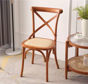 Chaise de salle à manger en rotin à dossier croisé en bois massif pour hôtels et restaurants – Meilleure vente en gros à prix abordable - Product Image 1