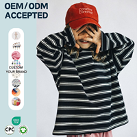 T-shirt à manches longues en coton tricoté unisexe pour tout-petits, coupe oversize avec rayures aux épaules, vêtements pour enfants, tenues pour bébés