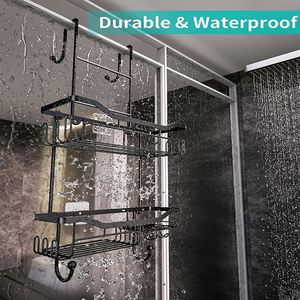 Over the Door Hanging <b>Bathroom</b> Shower Caddy Cabinet Organizer Black 2 Packs <b>Bathroom</b> <b>Corner</b> Shower Shelf Caddy - Product Image 2
