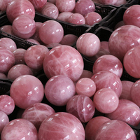 Bola de pedra de cristal mágica rosa de quartzo, esfera de cura natural personalizada