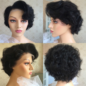 HTHAIR Side Part Curl Style Human Hair <strong>Pixie</strong> <strong>Cut</strong> <strong>Wigs</strong> <strong>Pixie</strong> <strong>Cut</strong> Lace Front <strong>Wigs</strong> - Product Image 4