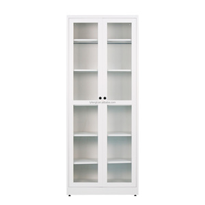 Armoire de rangement métallique à 5 niveaux avec porte vitrée battante, armoire à dossiers en acier économique pour bureau, atelier, chambre, cuisine, salle de sport - Product Image 4