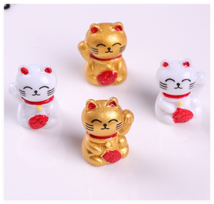 แมวกวักนำโชค DIY เรซิ่นทำมือ ทาสีด้วยมือ รูปปั้นมาเนกิเนโกะญี่ปุ่น ของตกแต่งบ้านจิ๋ว ของขวัญ - Product Image 1