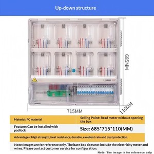 Caja de Medición Eléctrica Monofásica de 8 Vías para PC con Candado, Gabinete de Distribución de 8 Módulos con Clasificación IP45 para Uso en Interiores - Product Image 2