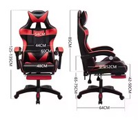 Chaise de jeu pivotante en cuir confortable avec logo personnalisé, réglable, avec repose-pieds et base en acier inoxydable