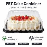 Conteneur à gâteau jetable transparent en PET avec couvercle dôme haut détachable pour la vente en gros