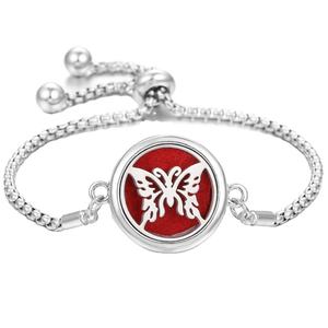 Bracelet diffuseur en acier inoxydable couleur acier 12 mm avec chaîne réglable, 10 tampons offerts, bijoux pour femmes et enfants, cadeau - Product Image 1