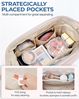 Organisateur de maquillage en nylon de grande capacité de haute qualité rembourré rembourré matelassé à la mode sac cosmétique de voyage fermeture éclair pour