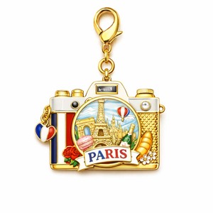 3d Custom Zinc Alloy Keychain Metal Gold Plated souvenir for Paris City