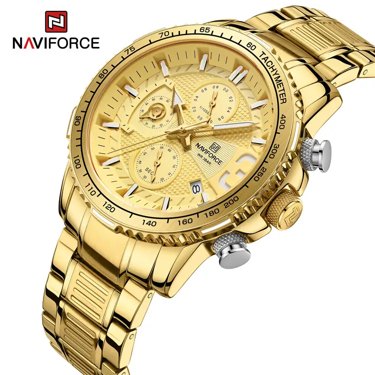 NAVIFORCE 8017 men's luxury watch dropshipping quartz chronograph sports waterproof watch stainless steel