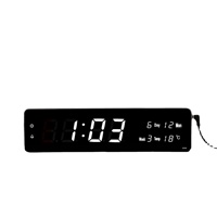 Horloge murale numérique LED moderne avec calendrier perpétuel, phases de lune, affichage de la température, veilleuse, silencieuse, en aluminium