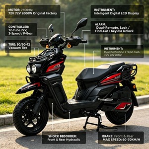 Motocicleta Eléctrica Resistente MTBGO, Color Negro Mate, Faro Doble, Llanta Delantera, Freno <span class=keywords><strong>de</strong></span> Disco, Directo <span class=keywords><strong>de</strong></span> Fábrica, <span class=keywords><strong>para</strong></span> Hombre - Product Image 5