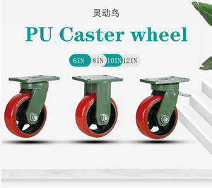 China Factory OEM Hochleistungs-Industrie-Nachlauf PU-Nachlauf 6 8 10 <span class=keywords><strong>12</strong></span>-Zoll-Laufradlenker mit fester Rolle - Product Image 6