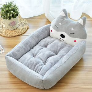 Cama de Felpa Suave para Mascotas, Diseño de Cara de <span class=keywords><strong>Perro</strong></span> <span class=keywords><strong>Akita</strong></span>/Shiba Inu, Lavable, para Gatos y Perros, Marca Privada, Logotipo Personalizado - Product Image 3