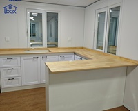 Conteneur de transport bleu, bureau portable, maison conteneur extensible de 20 pieds avec véranda latérale pour habitation résidentielle