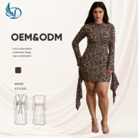 Soldes Exceptionnelles 2025 – Robes Décontractées à Manches Longues pour Femmes, Imprimé Léopard Mini, Grandes Tailles, Impression Numérique, Taille Naturelle