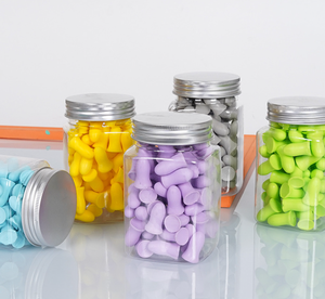 WELTA CE EN352 37dB SNR ANSI 3.17 60/120 unidades Tapones para los oídos desechables de espuma de PU suave tipo bala para dormir, envasados en frasco - Product Image 2