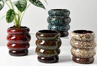 Décoration Maison & Jardin : Pot de fleurs en céramique réactive bleue, style ferme, 5 pouces, pour extérieur