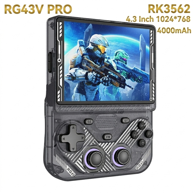 Lower Price RG43V Pro Video Game Console 4.5inch Portable Mini TV 64GB 18000+Games Wifi Can Play Two Player Games Birthday Gift