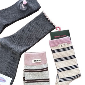 Mekki <b>Socks</b> Women's Mid-Calf Slouch <b>Socks</b> Pink Striped Heart Print Breathable Warm Autumn Wear - Product Image 4