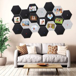 Paneles acústicos de pared insonorizados de fieltro de poliéster PET de absorción de sonido suave de alta densidad hexágono para decoración del hogar - Product Image 3