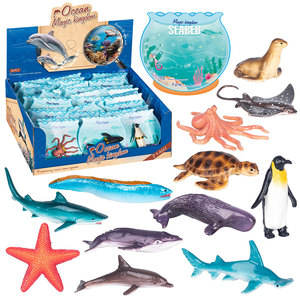 Balık tankı şekli karton paketi 12 çeşit karışık paketi <span class=keywords><strong>PVC</strong></span> oyuncak deniz hayvanları Mini figürinler - Product Image 1