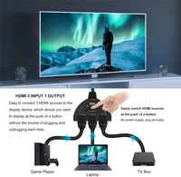 Conmutador HDMI 4K de 3 Puertos 3x1 1080P 3D, Selector HDMI 3 en 1 con Cable Pigtail de Conversión Automática para DVD, HDTV, Xbox, PS3, PS4, PS5