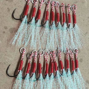 Hameçons simples à plaques de fer barbelées noués à la main Egrets Fly pour la pêche en mer depuis bateau, lot de 20 hameçons de jigging lent pour leurres durs - Product Image 2