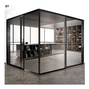 Kitchen Cabinets Aluminum Frame Bi-Fold Glass Doors Modern Cabinets Double Opening Swing Sliding Doors