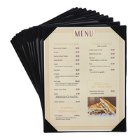 Logotipo personalizado de lujo de cuero A4 Hotel restaurante Wine Bar Food Black Menu Book Covers Holder con Esquina de PVC