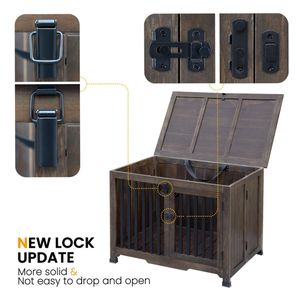 Portatile in legno massello pieghevole gabbia per cani al coperto casa per animali domestici mobili in legno sostenibile canile da tavolo - Product Image 5