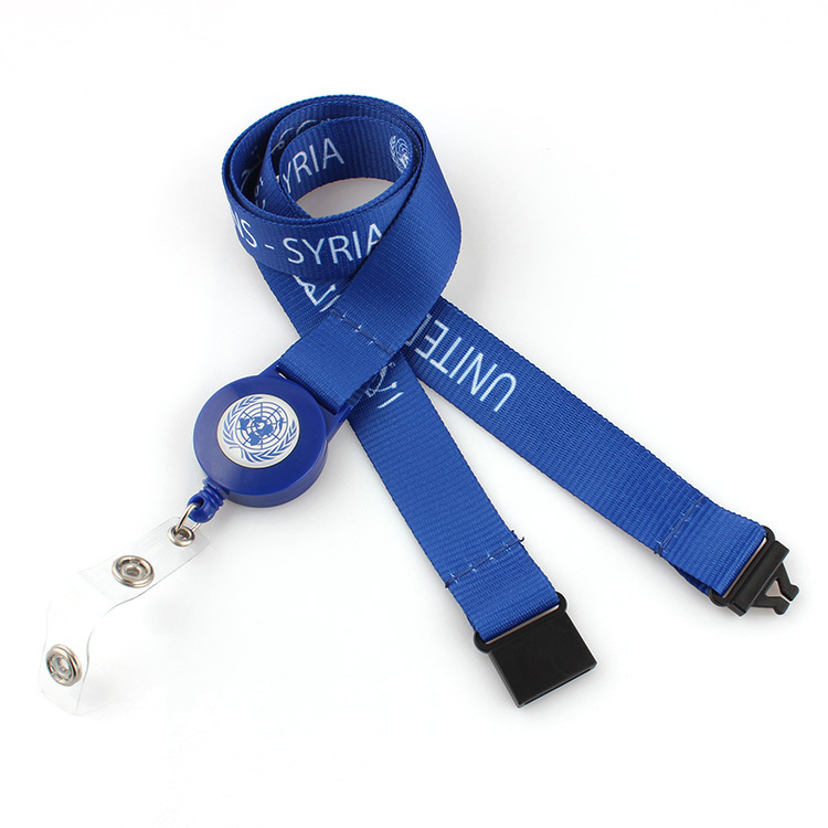 Customized Retractable yoyo Silk Screen Printing logo Satin Lanyard with Badge Reel Image 3